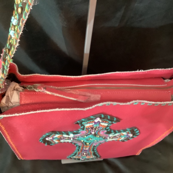 Delila Leather Pink Embroidered Messenger bag tote Montana West western - Picture 5 of 16